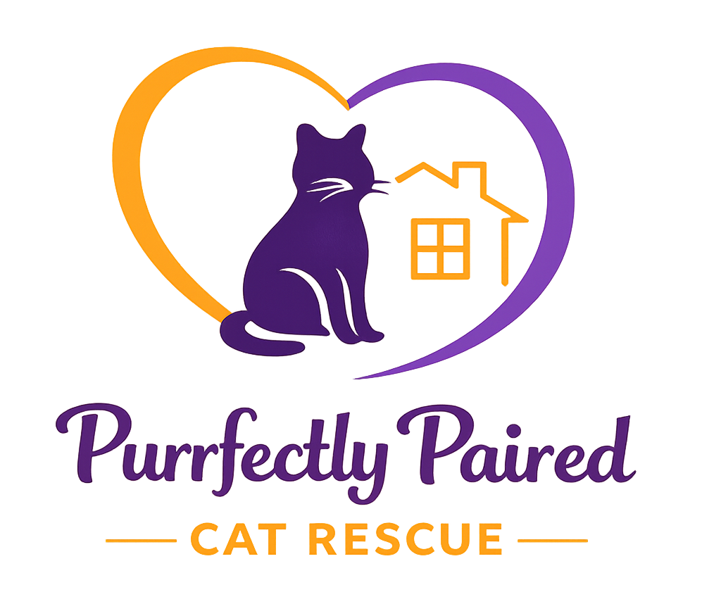 Purrfectly paired cat rescue logo